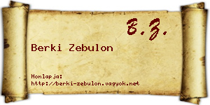 Berki Zebulon névjegykártya